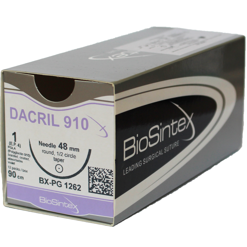 Dacril 910 (BXPG 1137),Поліглактин 910,USP 2(M 5),120 см,зв.-ріж. 48 мм,1/2 кола